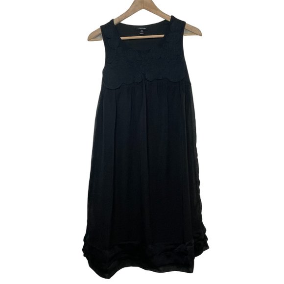 Forever Dresses & Skirts - 👗 FOREVER | NWT Black Babydoll Dress with Rosette Neck Details | Size S
